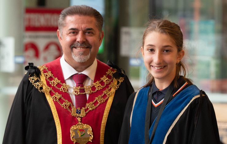 Mayor Cr Jim Memeti and Junior Mayor Mya Durakovic