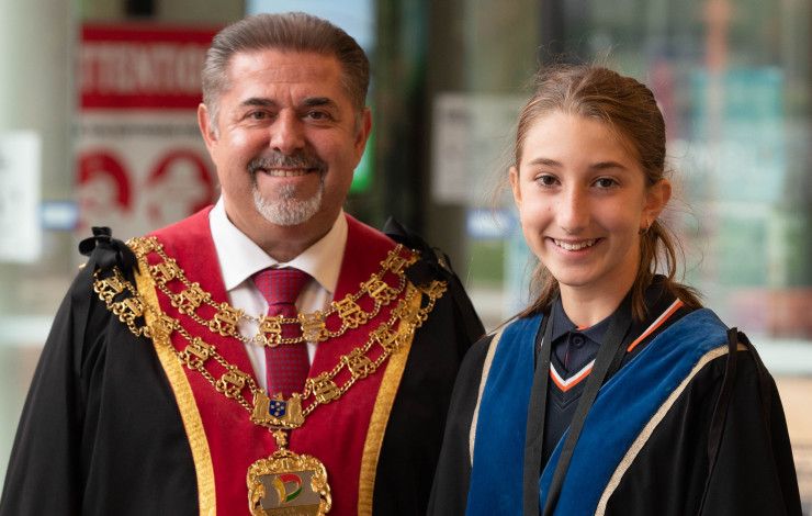 CDG Mayor Jim Memeti stands alongside Junior Mayor Mya Durakovic