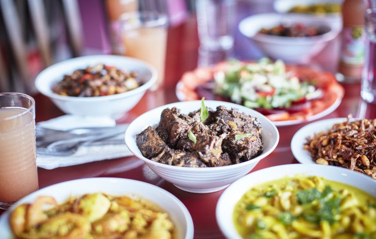 Sri Lankan food on a table.