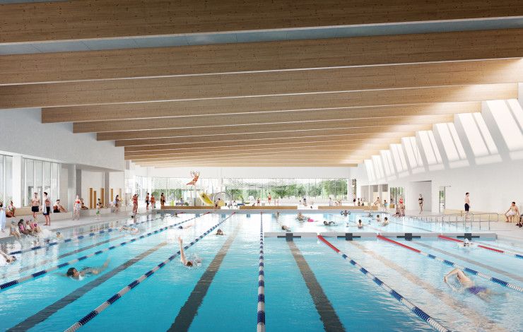 An artist’s impression of the Dandenong Wellbeing Centre’s main pool hall. 