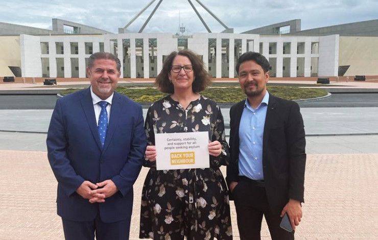 Mayor Jim Memeti, Cr Rhonda Garad and community Advocate Sajjad Askary.