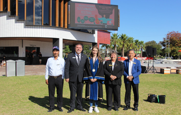 Junior Mayor Mya Durakovic with Mayor Jim Memeti and Greater Dandenong City councillors.