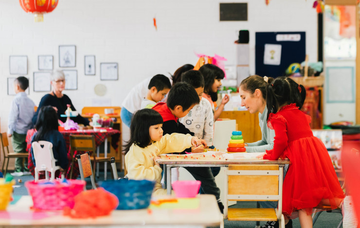 Children enjoying kindergarten.