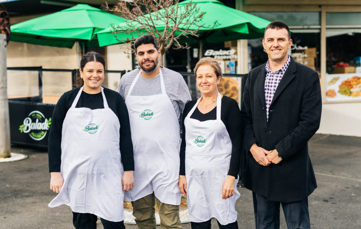 Councillor Bob Milkovic with Brady Road traders.