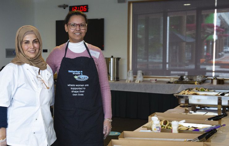 people at catering table