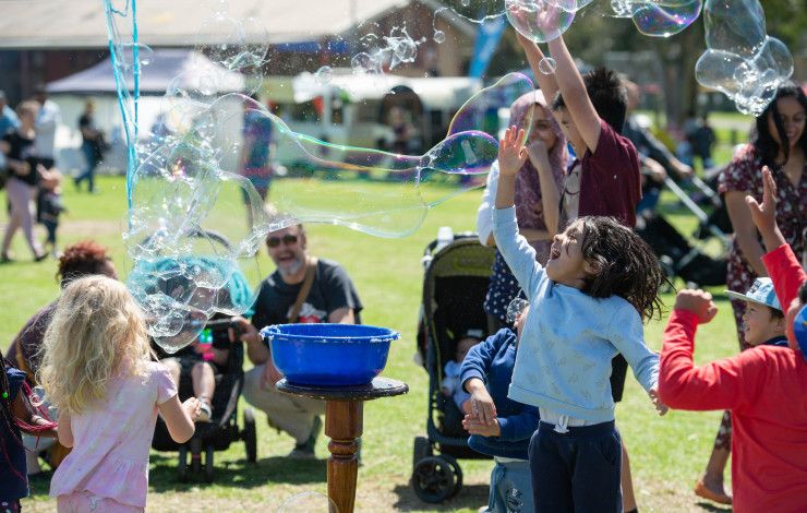 Children having bubble fun