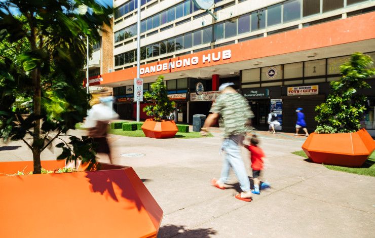 People in Palm Plaza