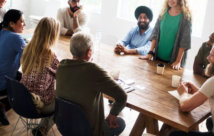people sitting at a meeting
