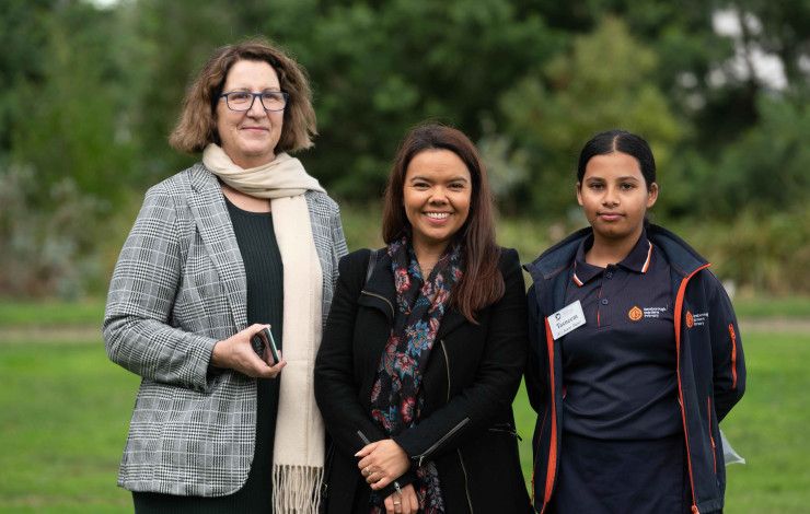 Councillor Rhonda Garad, Mayor Eden Foster and Junior Mayor Tasneem 