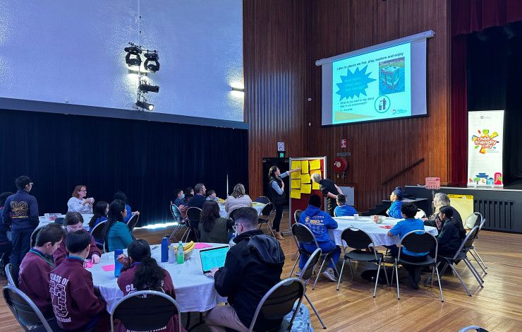 Team members from Waste Education presenting to students at the 2023 Children's Forum