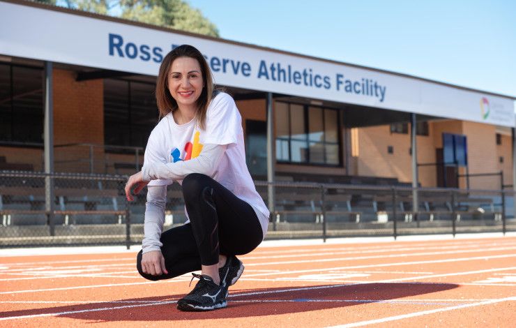 Mayor Lana formoso on athletics track