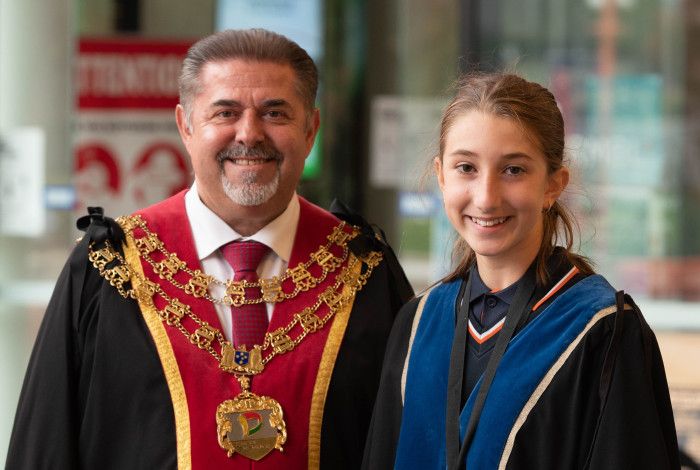 Mayor Cr Jim Memeti and Junior Mayor Mya Durakovic