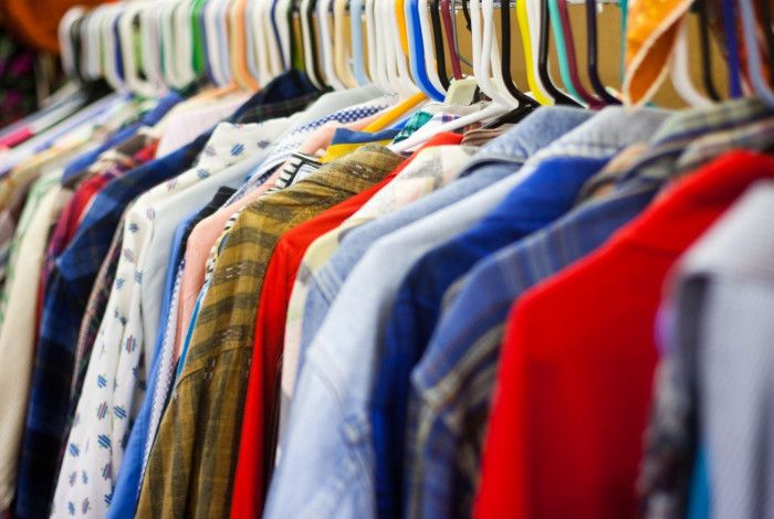 clothes hanging on a rack