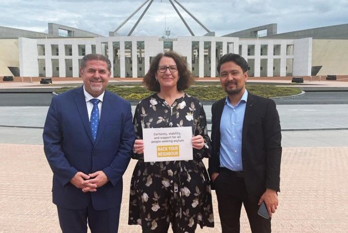 Mayor Jim Memeti, Cr Rhonda Garad and community Advocate Sajjad Askary.