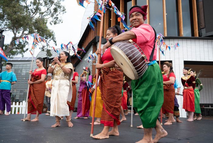 Cultural performance on the stage at Springvale Community Hub