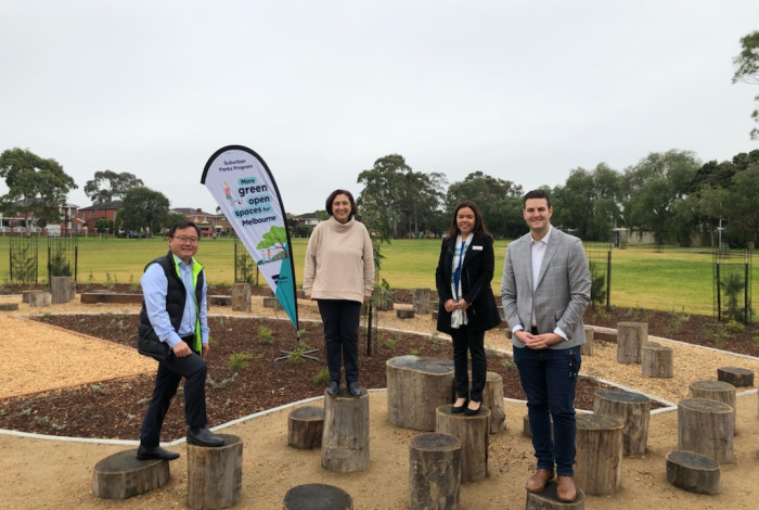 Councillors and MPs at the updraged Alan Corrigan Reserve