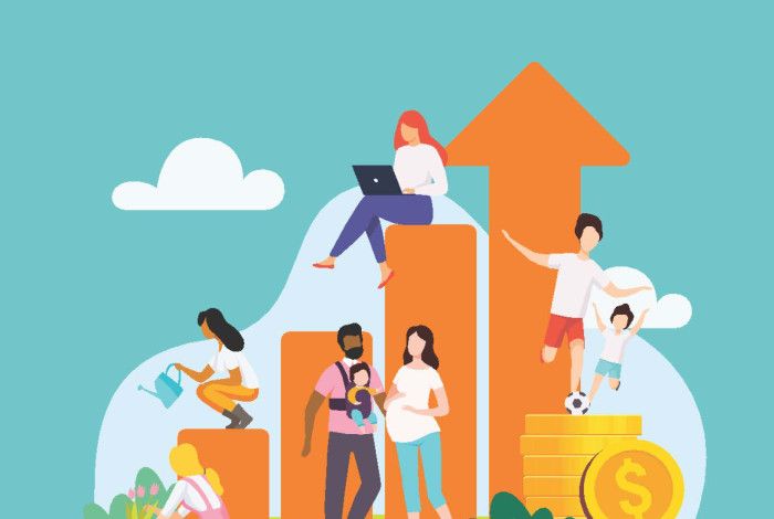 Budget cover 2023-24 people and coins