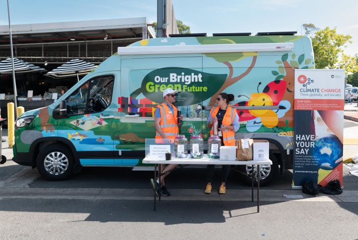 image of colourful van and people