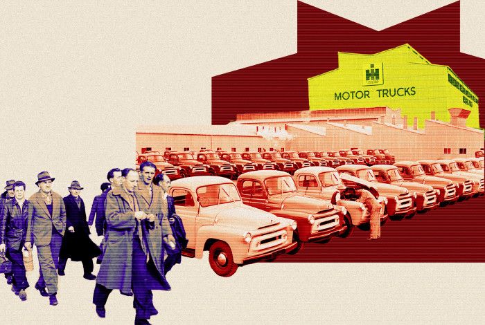 historical image of trucks