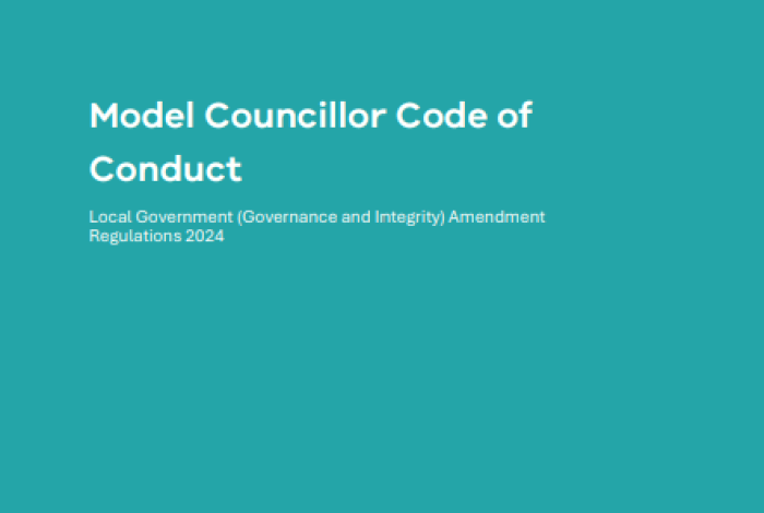 teal cover of document with the text Model Councillor Code of Conduct