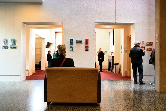 9 by 5 exhibition installed in the Drum Theatre Foyer, 2025