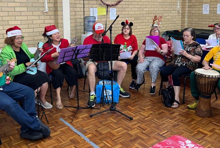 A group of people playing instruments