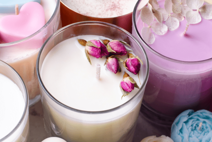 Assortment of multi-coloured candles.