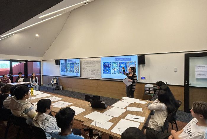 Author presenting at creative writing workshop