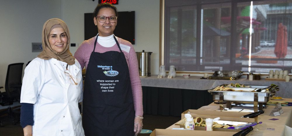 people at catering table