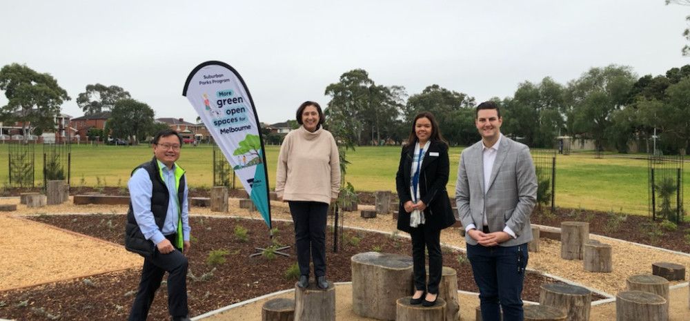 Councillors and MPs at the updraged Alan Corrigan Reserve