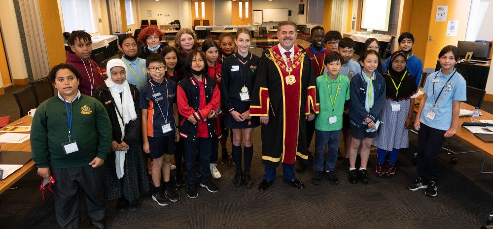 Greater Dandenong Children's Advisory Committee members with Mayor Jim Memeti