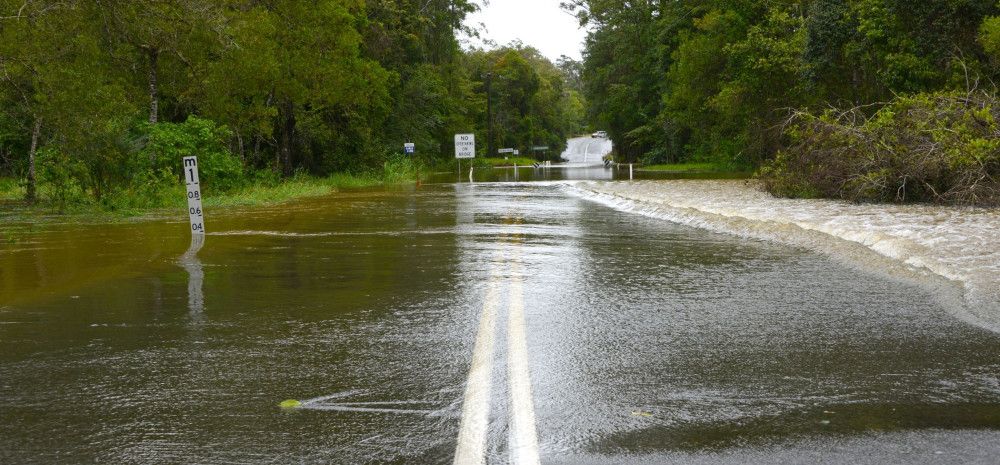 flood water on road