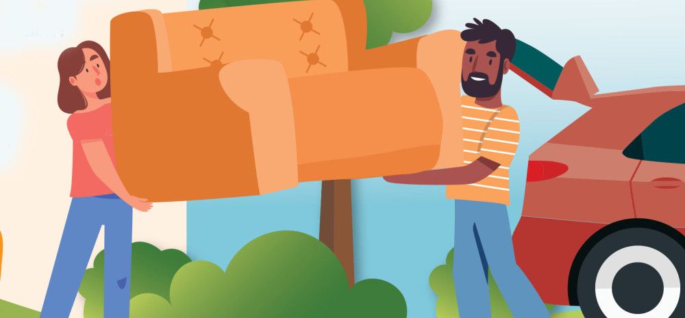 Illustration of two people carrying a couch