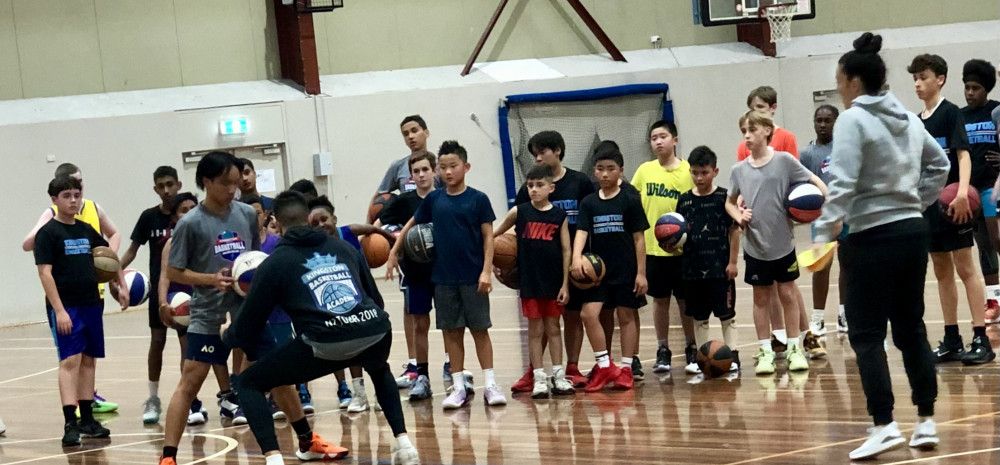 Children playing basketball