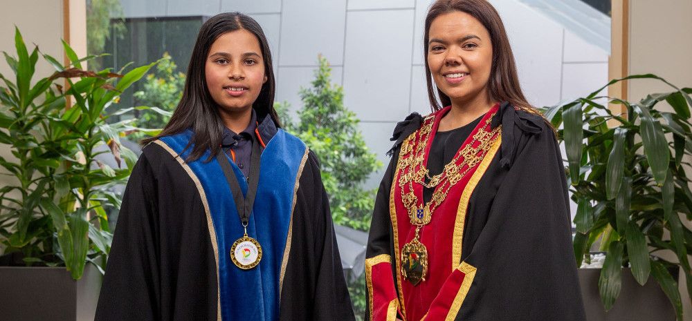 Mayor Eden Foster and 2023 Junior Mayor Tasneem