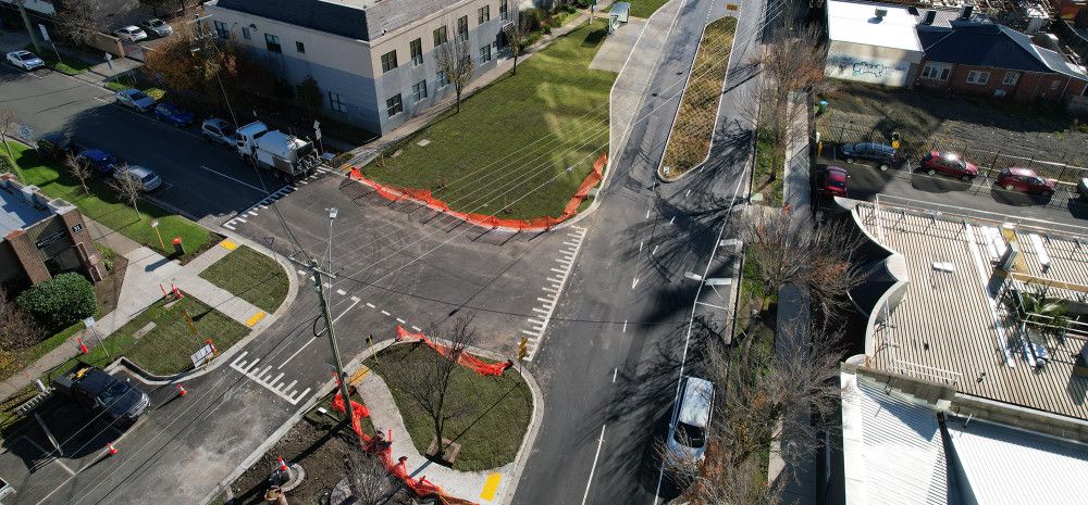 Road works in central Dandenong