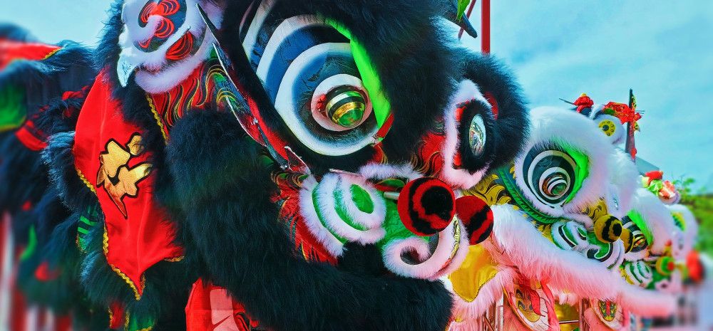 Close up of Lion Dancer costumes