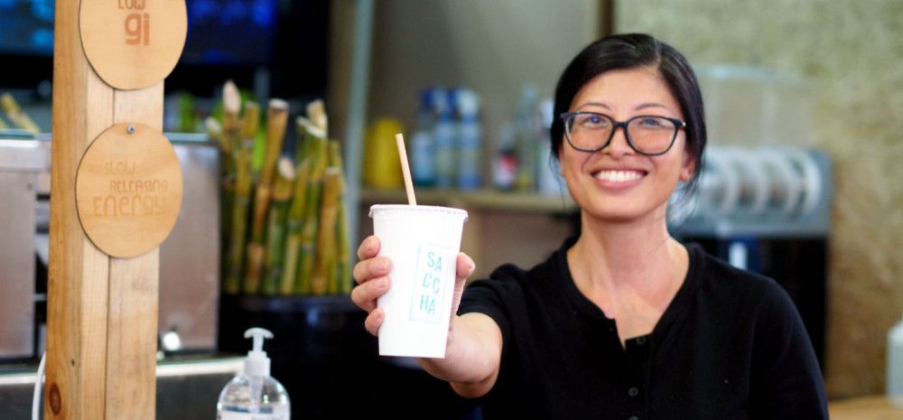 Mai from Saccha Sugarcane at Dandenong Market