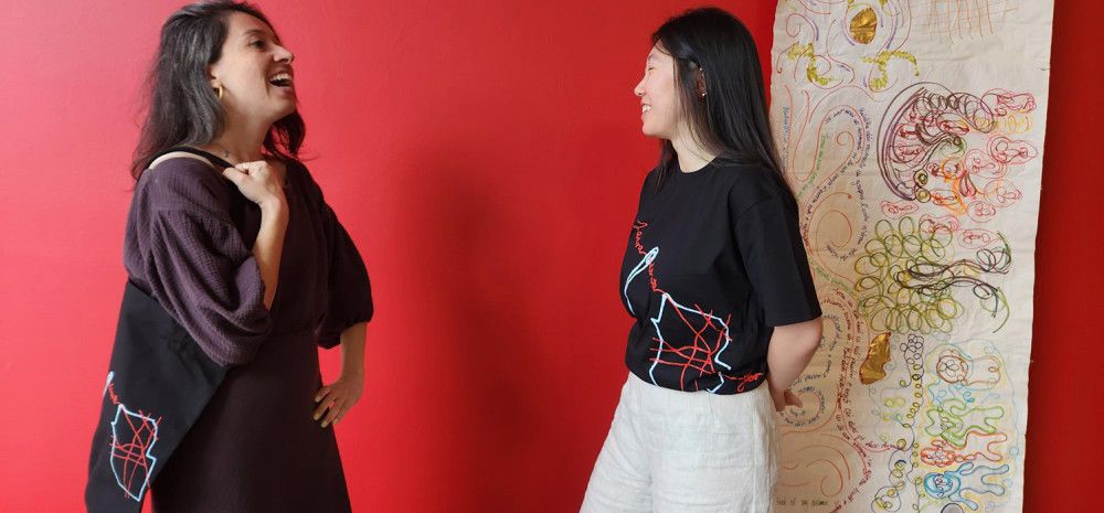 Modeling the clothes at the Walker Street shop