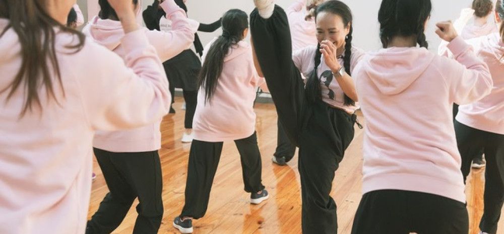 Women doing some self defence exercises