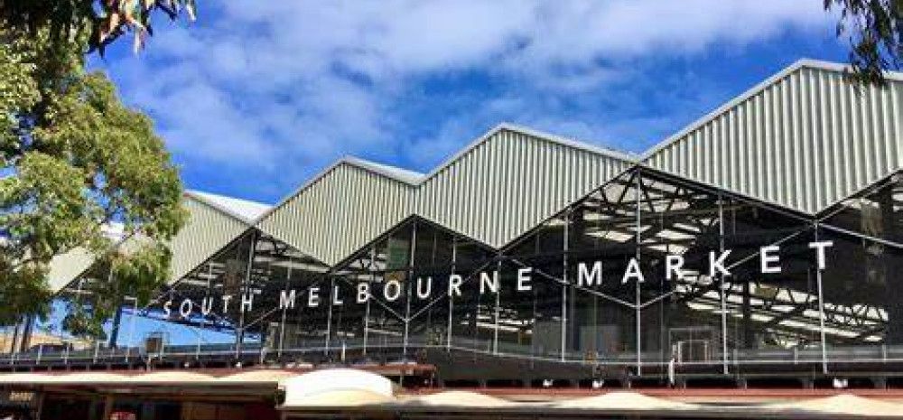 The roof with the wording South Melbourne Market