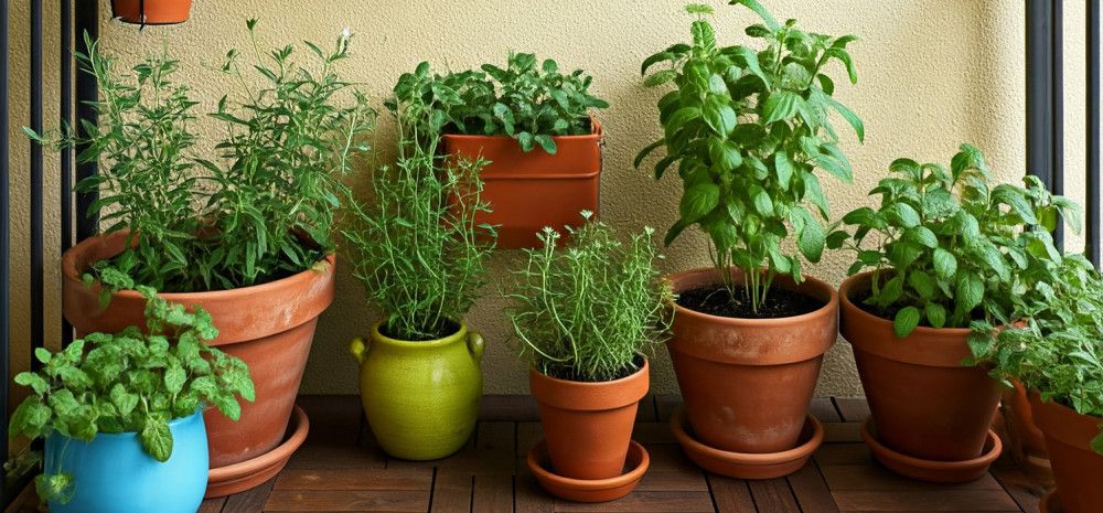 Pots with veggie plants