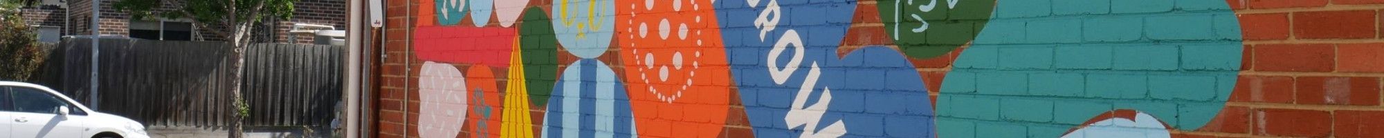 Painted mural on a wall. 