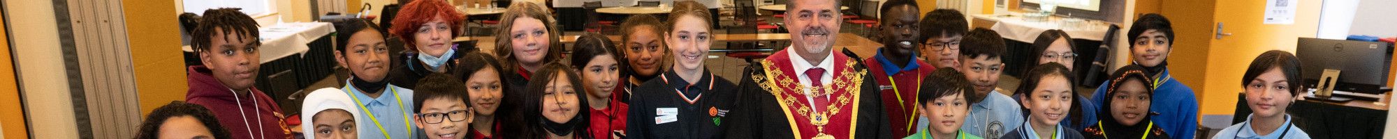 Mayor Jim Memeti with children