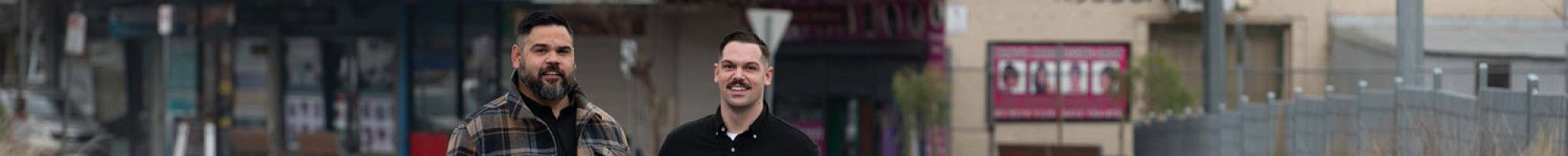 Muderra Way with two men