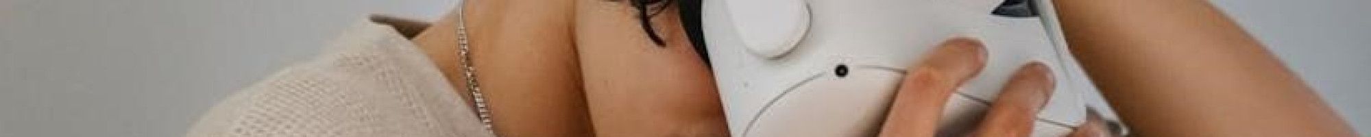 A person putting on a headset