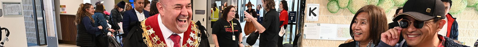 Mayor Cr Jim Memeti at the Community Hub opening with other people