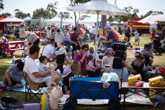 People enjoying the picnic.