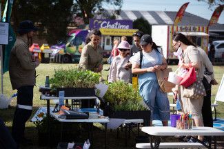 People looking at plants.