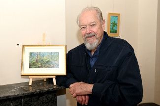 Best in Show Award Winner 2025 - Ivan Dinsdale with his work: Ferns at Sherbrooke, acrylic on canvas. This award was sponsored by the City of Greater Dandenong. Photographer: Carla Gottgens.